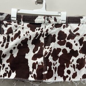 No Boundaries Brown and White Patterned Skirt